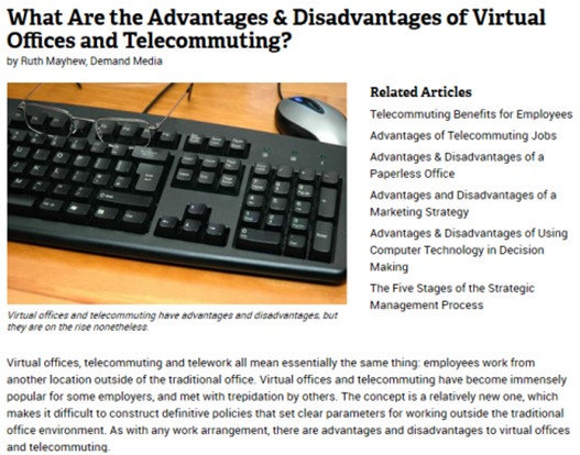 What Are the Advantages & Disadvantages of Virtual Offices and Telecommuting