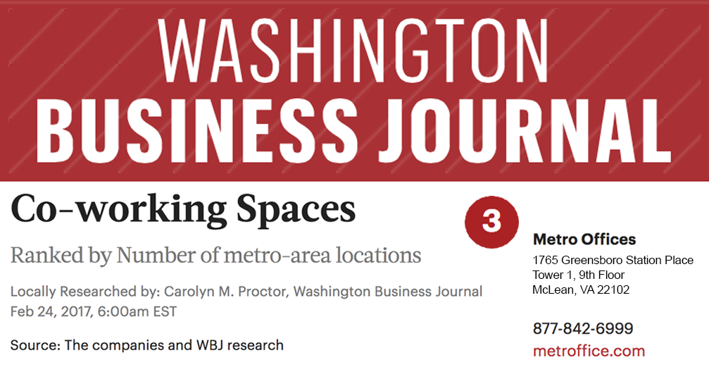 Washington Business Journal Recognizes Metro Offices as a Leading