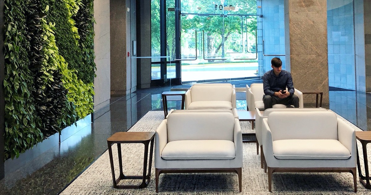 Lobby area in an office building.
